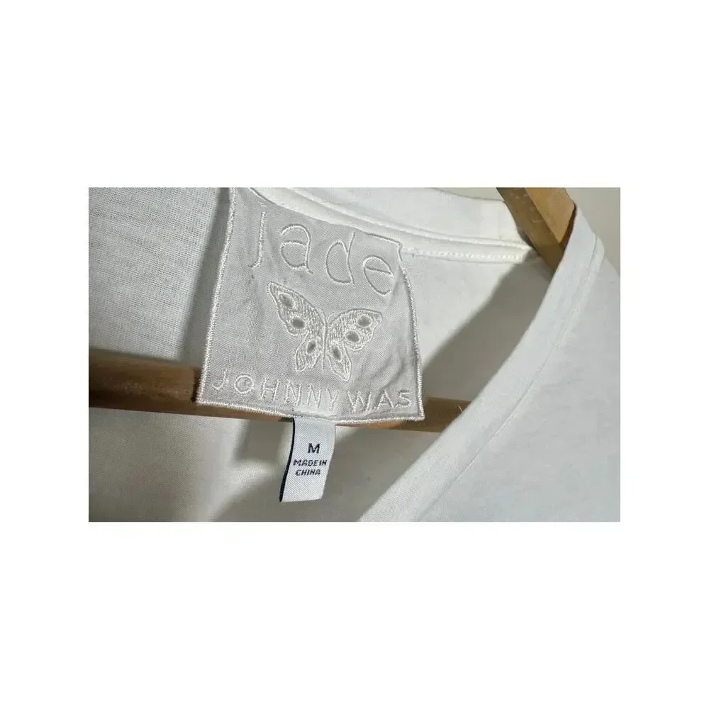 Johnny Was Jade Nora Easy Tee – Puff Sleeve Eyelet Cotton Top, Women’s Size M